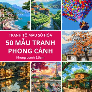 ✅[50+ Mẫu] Tranh tô màu theo số Hot trend - Chủ đề tranh Phong cảnh đã căng khung 40x50cm