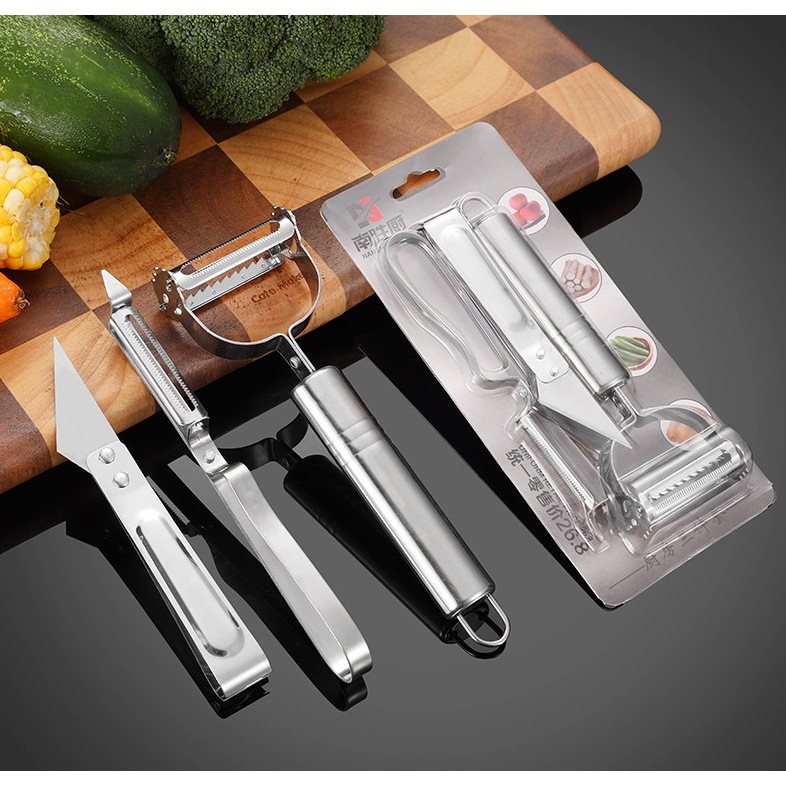 Bộ dao gọt vỏ trái cây củ quả bằng thép không gỉ 3 chi tiết tiện lợi HAKI DN304
