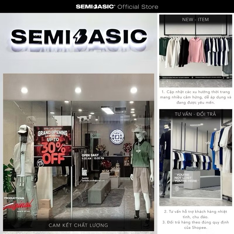 Áo thun unisex Semibasic Appear Online/ Đen | BigBuy360 - bigbuy360.vn