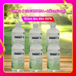 Combo 6 chai Dung dịch sát khuẩn Smart A 500ml - Nước anolyte khử khuẩn da, vệ sinh mũi họng - An toàn cho family