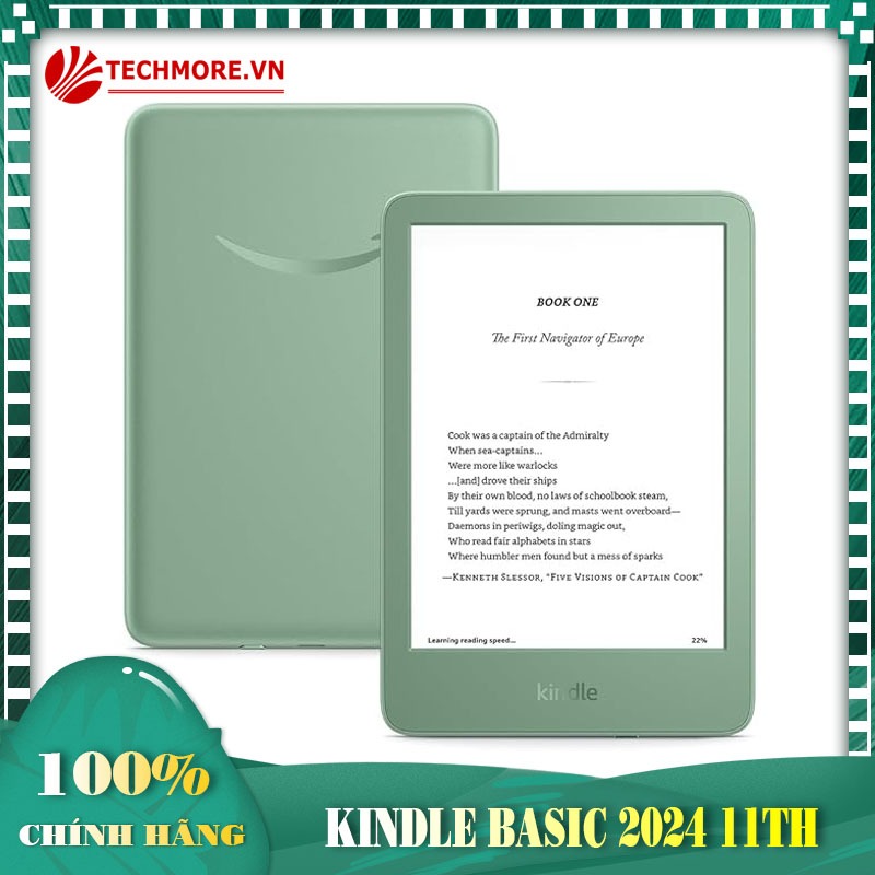 Máy đọc sách Kindle Basic 2024 11th (16Gb) Matcha, Black (Tặng Ốp + Kho sách)