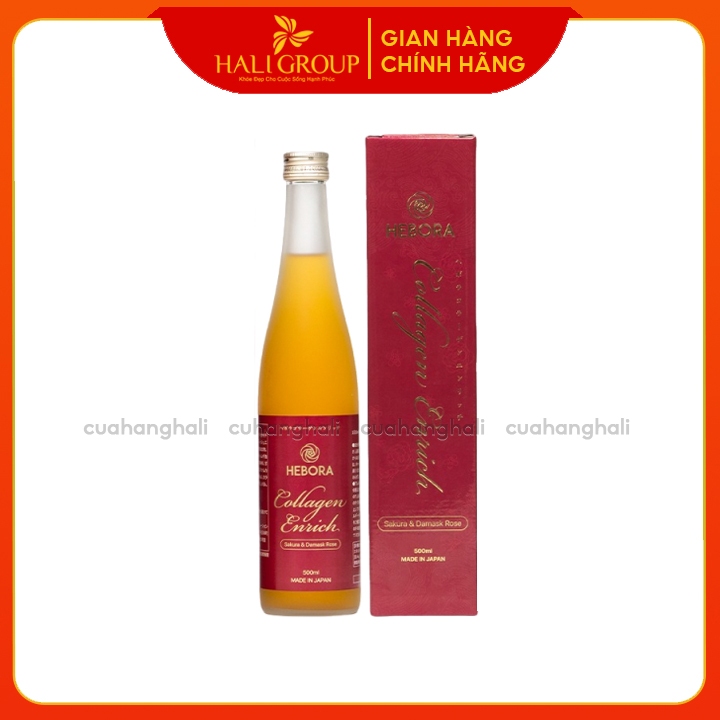 Nước Uống Collagen Hebora Enrich Damask Rose Water Nhật Bản, Chai 500ml