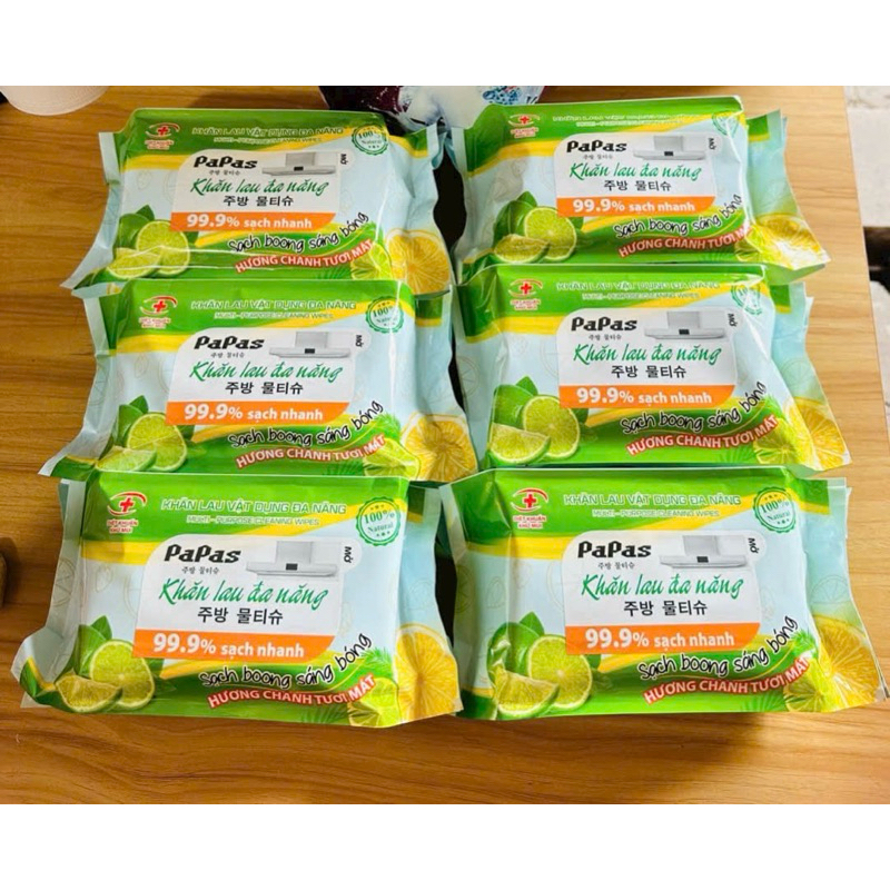 Khăn ướt đa năng lau bếp PAPA 50 tờ, an toàn da tay (30x23cm), Khăn ướt lau bếp