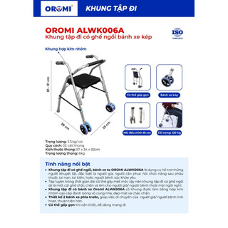 Khung Tập Đi Lucass W9, OROMI [CÓ GHẾ NGỒI - HỢP KIM NHÔM]