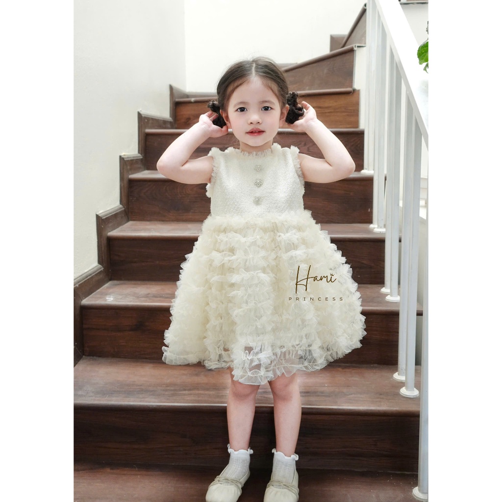 𝐂𝐡𝐨𝐮 𝐃𝐫𝐞𝐬𝐬 - Váy Dạ Kem Hm95 ( ảnh chính chủ)