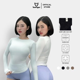 Áo Crop Dài Tay Women BODY FIT LONG Sleeve TOMTIGER, Áo Crop Basic Cao cấp co giãn 4 chiều, Form ôm