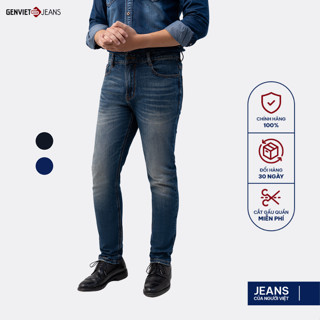 Quần Dài Nam GENVIET JEANS Vải Jeans Đơn Giản Trẻ Trung, Quần Bò Nam Dáng Cơ Bản Ống Bó Hiện Đại TQ1103J08747