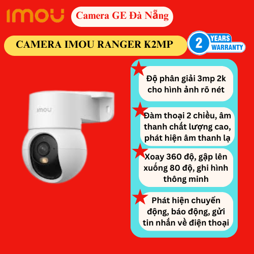 Camera Wifi Imou IPC-K2MP (Ranger Mini) 2K 3MP Xoay 360 Độ, Đàm Thoại 2 Chiều, Ghi Hình Thông Minh