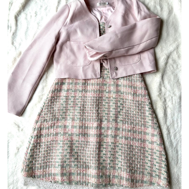 set váy dạ hồng