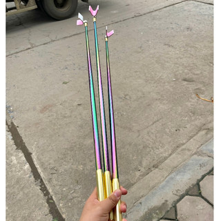 GÁC TỐC ĐỘ CÂU CÁ MẠ TITAN 7 MÀU + ĐẦU V KIM LOẠI 80CM, 90CM, 100CM