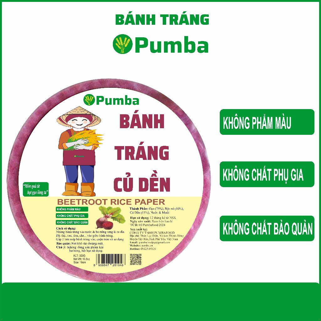 Bánh tráng Củ Dền Pumba 300g