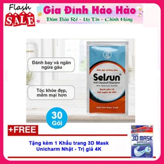[Tặng 1 Khẩu trang 3D Mask Unicharm] Combo 30 Gói Dầu gội Selsun chống gàu ngứa 5ml - Date mới - Hàng tặng