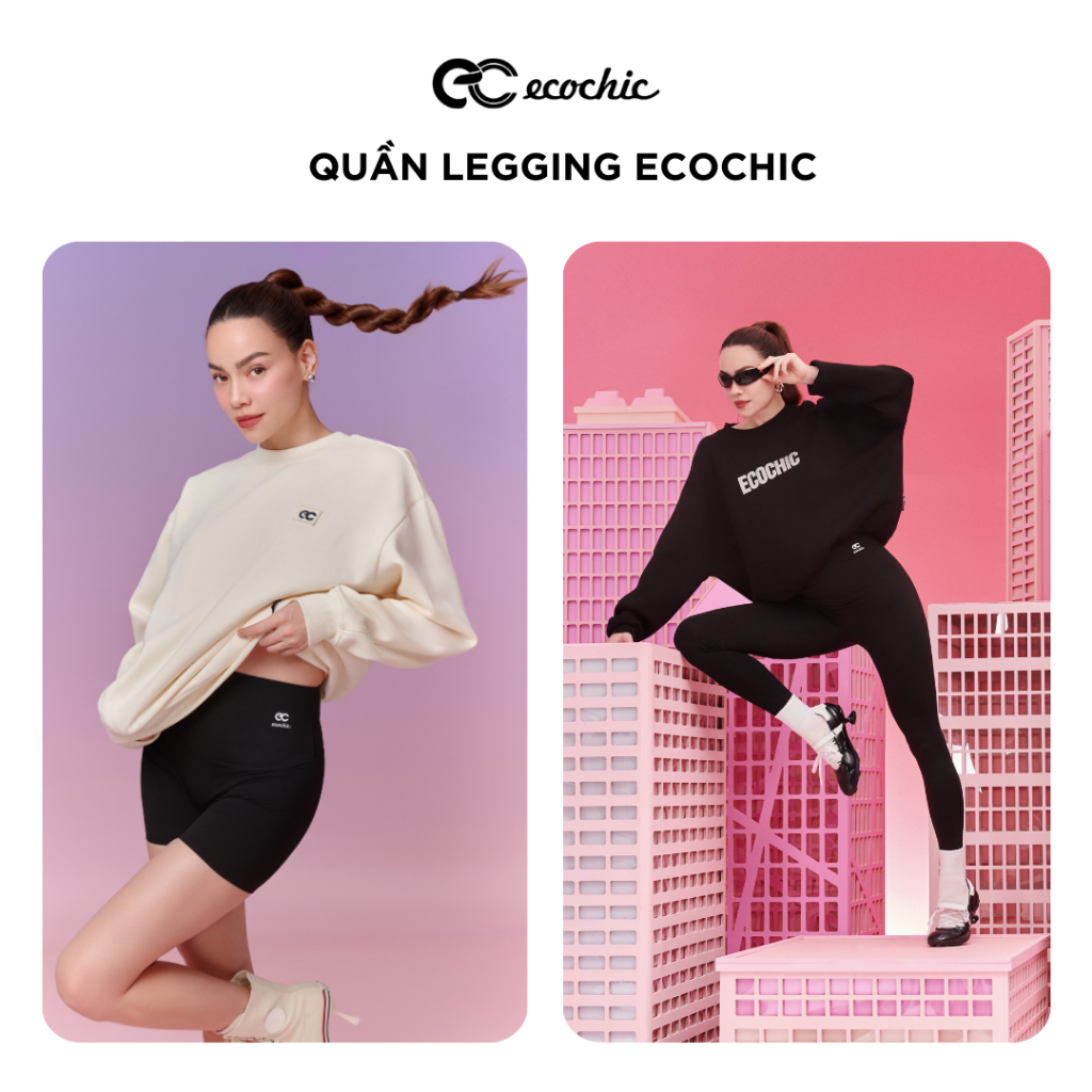 Quần legging đùi ECOCHIC nữ cạp cao gen bụng tập gym yoga chất liệu su đúc định hình nâng mông | BigBuy360 - bigbuy360.vn