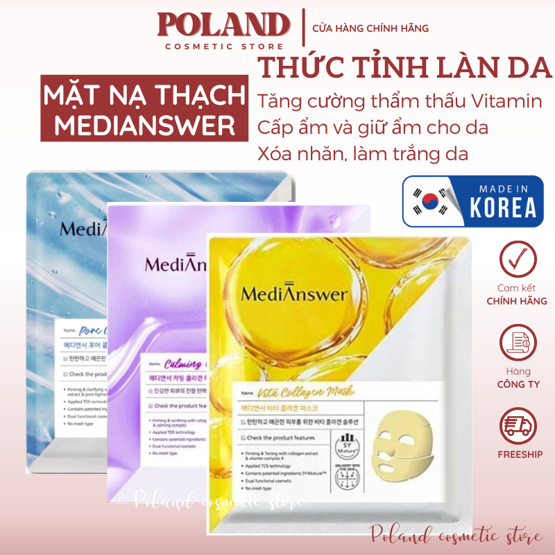 Mặt Nạ Thạch MediAnswer Collagen Mask Vàng Tím Xanh Cam Dưỡng Trắng Giảm Lão Hoá Da