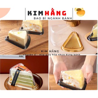 100 hộp A03 đựng bánh bông lan cắt lát -  Hộp tam giác A03 đựng bánh flan gato - đựng bánh crep sầu riêng cắt lát