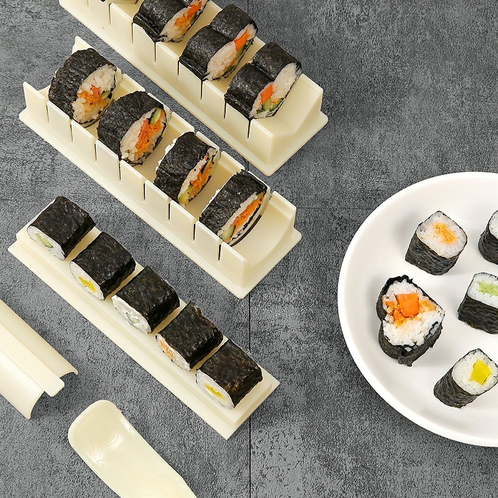 Bộ Khuôn Làm Cơm Cuộn Kimbap Hình Tròn, Hình Vuông, Trái Tim, Đồ Cuộn Kimbap Tao Hình Chất Liệu Nhựa