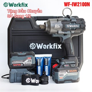 Hoả Tốc Máy Siết Bulong WORKFIX - IW2100N màu Xám, Lực Siết 2100Nm, Đầu 3/4, 2 Pin 15cell, Mở ốc bánh xe tải, xe khách