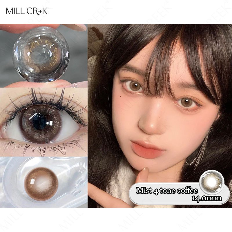millcreek 1 cặp kính áp tròng nâu 14.0mm tự nhiên hàng ngày douyin lens 6-12 tháng