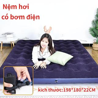Nệm hơi tự bơm 1m95*1m5 cho 2-3 người  có bơm điện  Đệm hơi dày  20cm Dùng Đi Cắm Trại Hoặc Ở Nhà