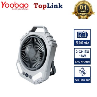 Quạt Tích Điện Pin Khủng 20000mah Dùng 75h YooBao FD1 Kiêm Sạc Dự Phòng Nhanh 18w Động Cơ Không Chổi Than Tiếng Ồn Nhỏ