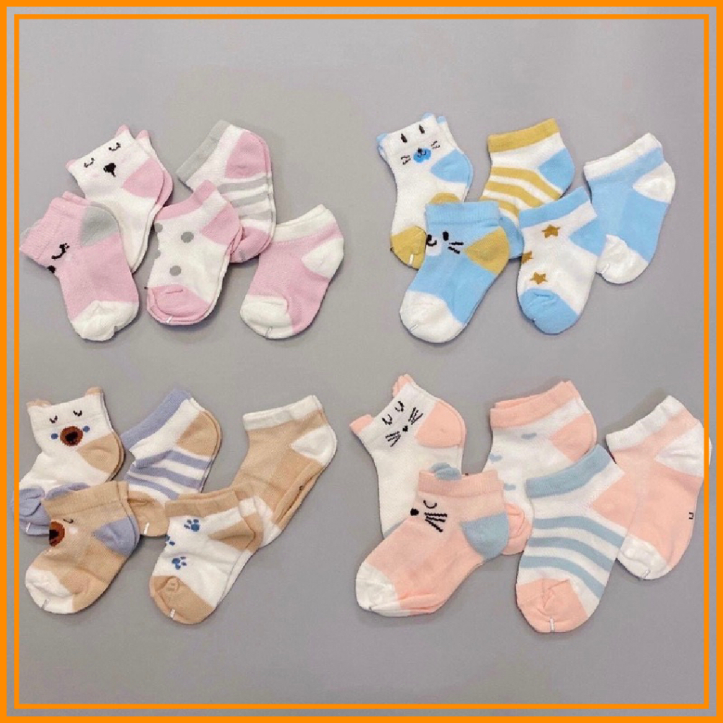 Set 5 đôi tất lưới cổ thấp cho bé TAT03, tất lưới điều hòa cho bé sơ sinh từ 0-3 tuổi