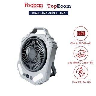  Quạt Tích Điện Dã Ngoại Yoobao FD1 Pin 20000mAh Kiêm Sạc Dự Phòng Nhanh 18W Có Đèn LED Siêu Sáng 