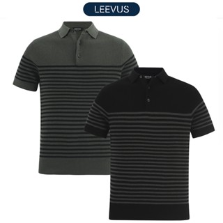 Áo Polo nam len dệt kim cotton cao cấp Block Stripes Polo phong cách thời thượng thanh lịch chỉn chu LEEVUS APL334