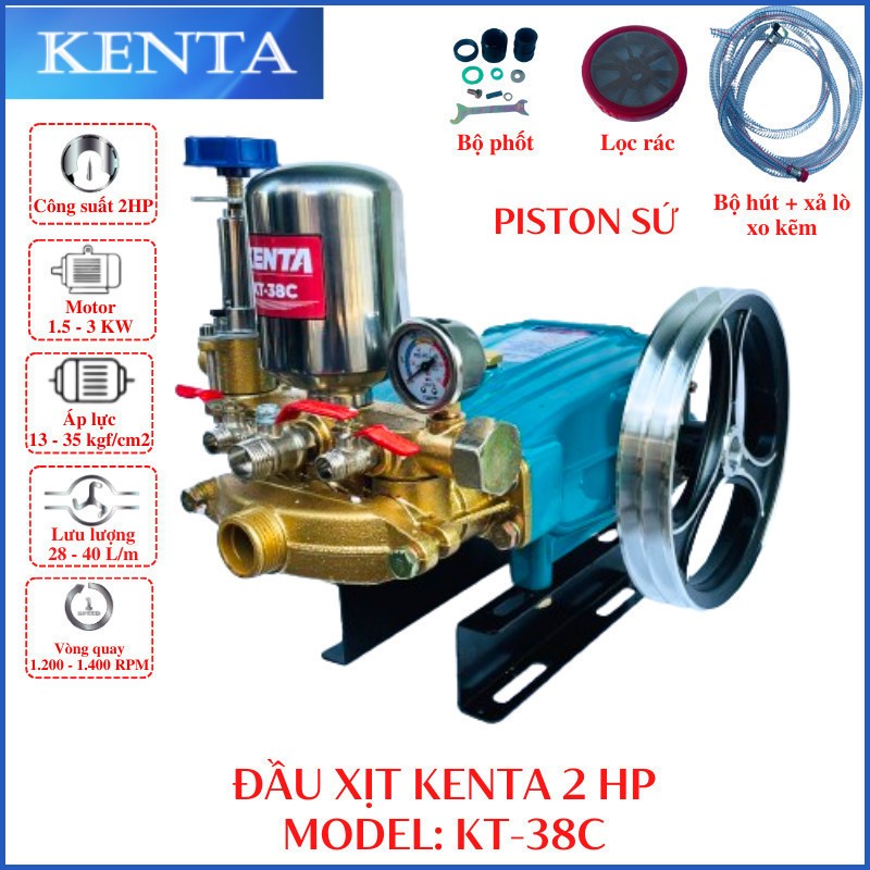 Đầu Xịt Rửa Xe Ty Sứ 2Hp Kenta KT-38C Xịt Rửa Nông Trại Tưới Vườn - Máy Xịt Cao Áp 2Hp Ty Sứ