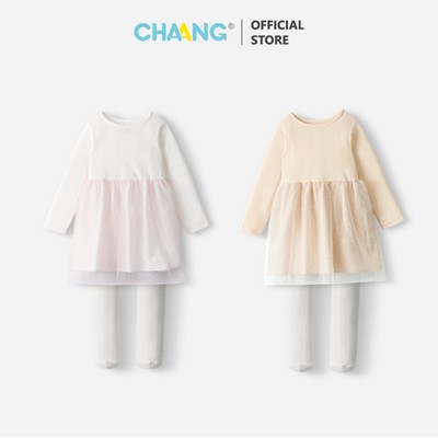 [CHAANG 18M-5Y] Váy dài tay tutu kèm quần tất bé gái Forest Chaang