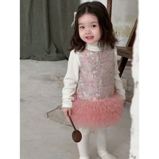 7kg -15kg CÓ SẴN Đầm Công Chúa Váy Mùa Đông Chất Gấm Phối Ren Nhiều Tầng Áo Dễ Thương Ấm Áp Dành Cho Bé Gái
