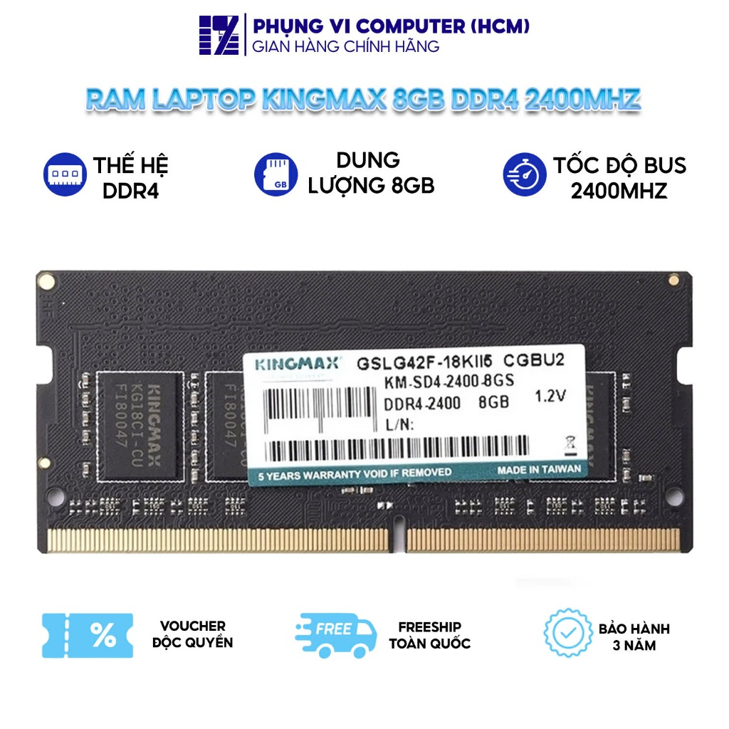 Ram Laptop KINGMAX 8GB DDR4 2400Mhz - Hàng chính hãng - Bảo hành 3 năm