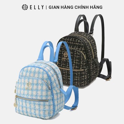 Balo nữ ELLY EBH62 balo dạ tweed da tổng hợp cao cấp thời trang đi làm dạo phố