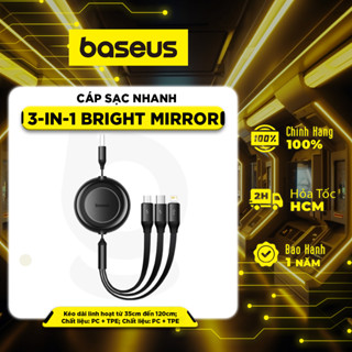 Cáp Sạc Baseus Bright Mirror 3.5A 3 Trong 1 Đầu Micro USB Type C Hỗ Trợ Có Thể Thu Lại Tiện Dụng cho iPp Xiaomi Samsung