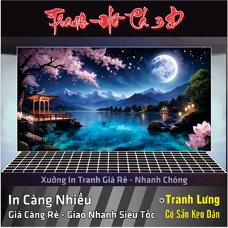 Tranh 3D dán hồ cá, trăng và nước, dán bể cá cảnh - NHIỀU KÍCH THƯỚC - CÓ SẴN KEO