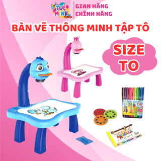 Bàn vẽ thông minh cho bé có đèn chiếu sáng Tuệ Minh, bảng vẽ tự xóa nhiều hình kèm màu và giấy vẽ