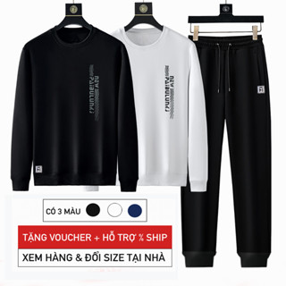 Bộ đồ nam Fox Bigsize 115kg| Bộ quần áo thể thao nam nữ thu đông dài tay| Đồ bộ nam chất cotton back