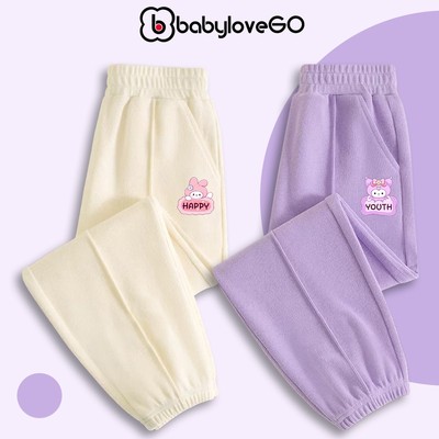 Quần thu đông bé gái BabyloveGO quần nỉ cho bé dáng jogger thể thao năng động in hình cute dễ thương