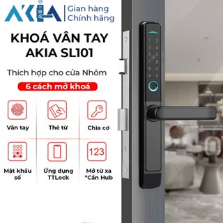 Khóa vân tay AKIA SL101 cho cửa nhôm XingFa - Mở khóa vân tay, Mật khẩu, Thẻ từ, Ứng dụng TTLock, BH 24 Tháng