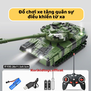 Đồ chơi xe tăng quân sự điều khiển tầm xa, có đèn sáng sạc được cho bé