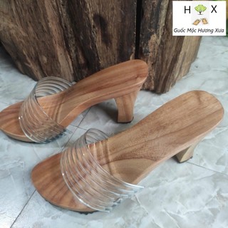 Guốc Gỗ Guốc Mộc Cao 9 Phân Đế Vuông ( đế cao su 2 lớp )