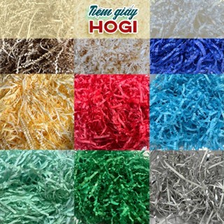 1kg giấy rơm lót hộp quà, giấy vụn cắt sợi nhiều màu, chống sốc trang trí quà tặng tiết kiệm