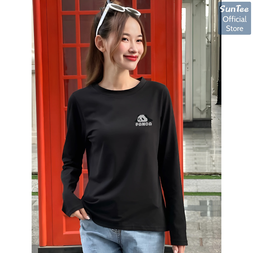 Áo thun dài tay nữ SUNTEE STDT003 form vừa phong cách basic in hình 03 vải cotton 250GSM cao cấp | BigBuy360 - bigbuy360.vn