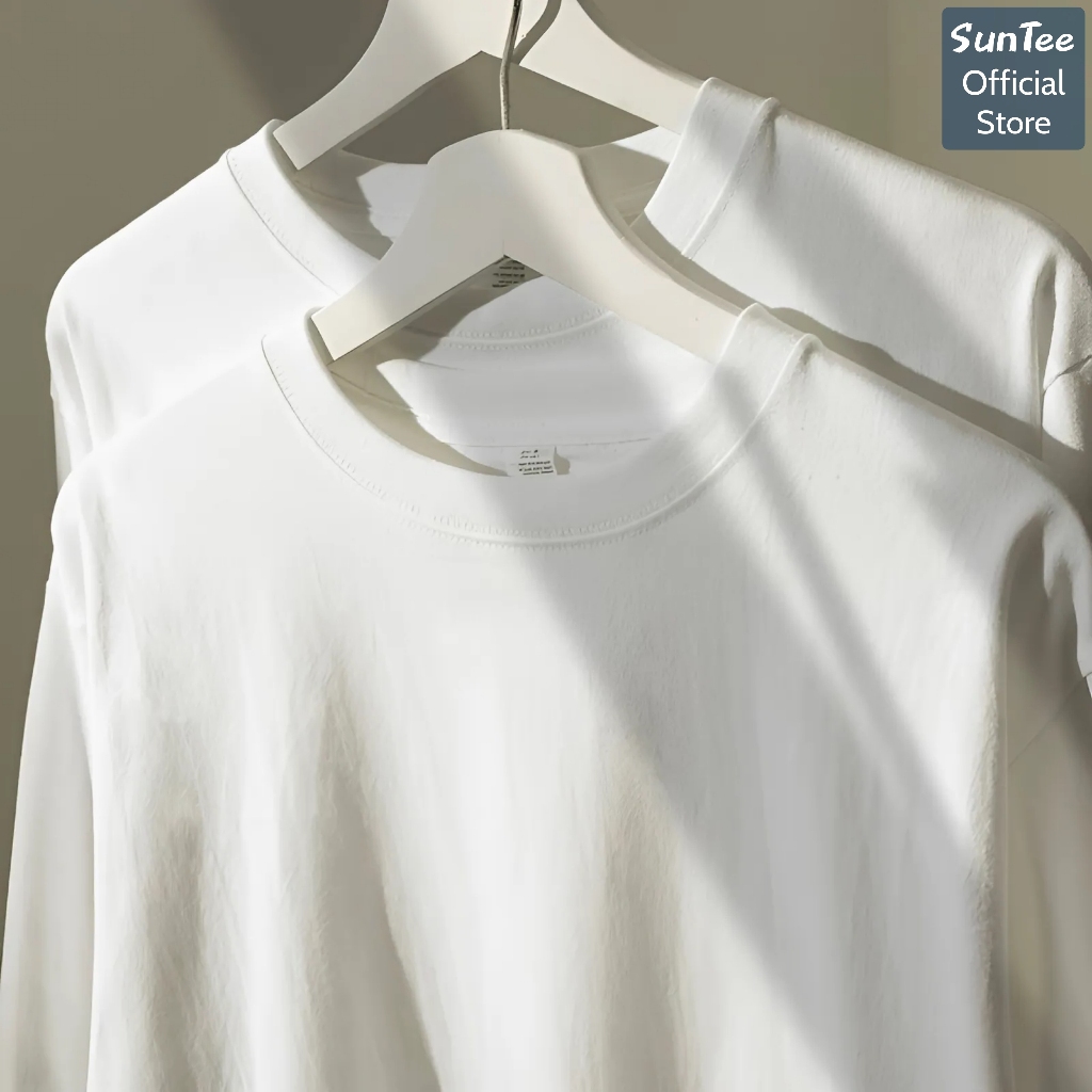 Áo thun dài tay nữ SUNTEE STDT001 form vừa phong cách basic trơn vải cotton 250GSM cao cấp | BigBuy360 - bigbuy360.vn