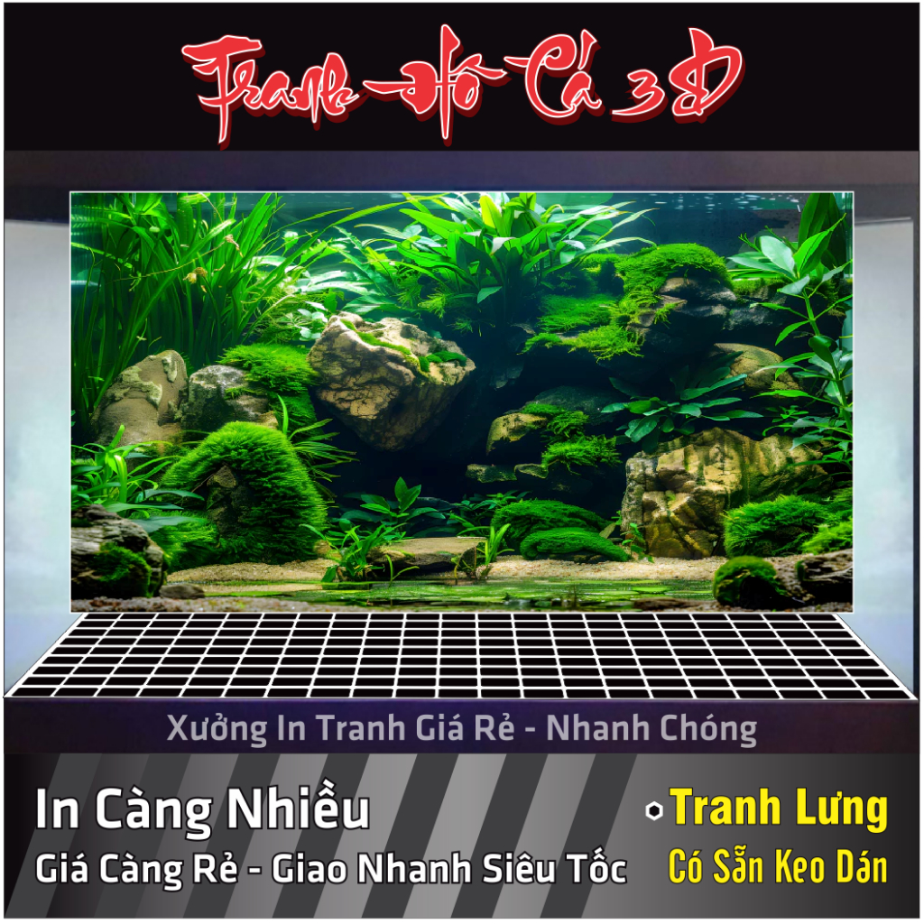  Tranh 3D dán hồ cá cây thủy sinh dán bể cá cảnh - NHIỀU KÍCH THƯỚC - CÓ SẴN KEO 