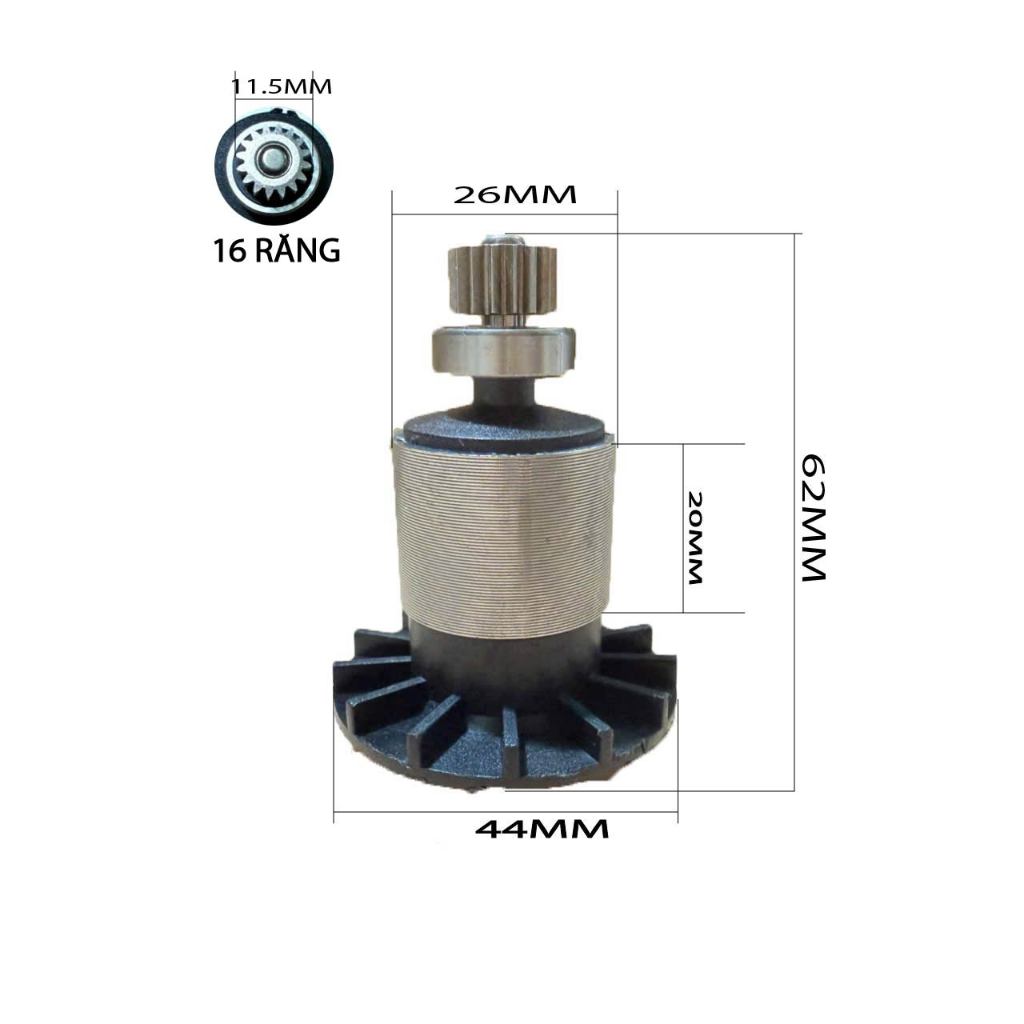 ROTOR DÙNG THAY THẾ CHO MÁY KHOAN PIN 13 LY TỪ (MẪU NGẮN - 62MM)