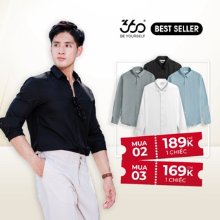 Áo sơ mi nam 360 Boutique somi 2 màu trắng đen tay dài form rộng vải nano chống nhăn - STDOL517