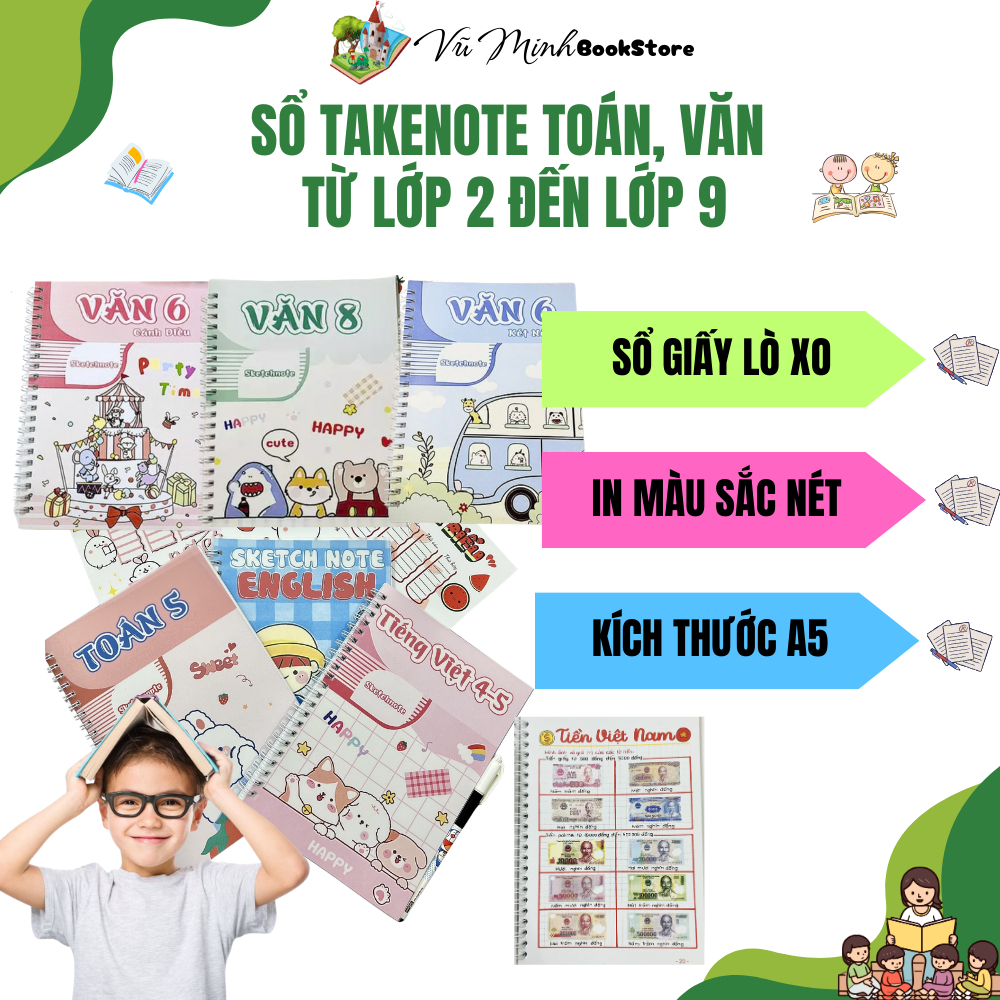 Sổ Tay Takenote, Sketch Note Toán, Văn Từ Lớp 2 Đến Lớp 9