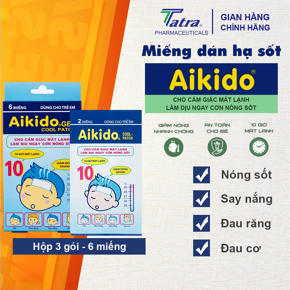  Miếng dán hạ sốt cho bé Aikido - Tatra Hộp 6 Miếng 