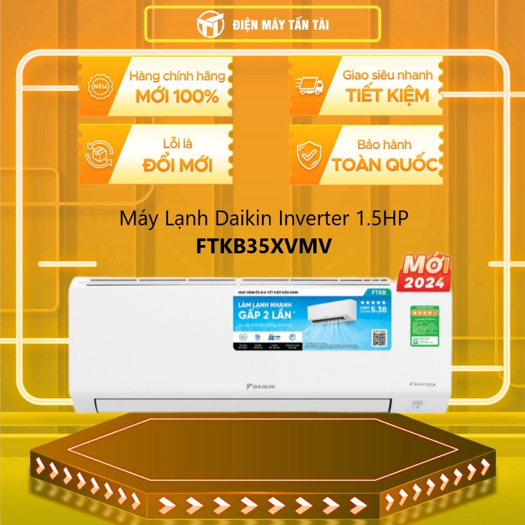 FTKB35YVMV - Máy Lạnh Daikin Inverter 1.5HP (1.5 Ngựa) FTKB35YVMV - HÀNG CHÍNH HÃNG - GIAO TOÀN QUỐC