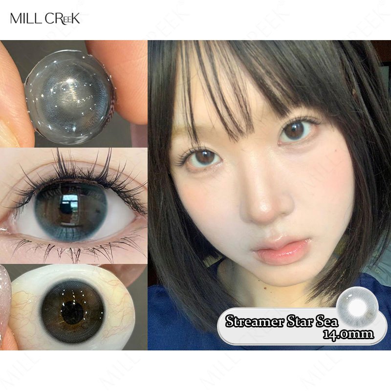 Kính áp tròng Millcreek Streamer Star Sea | Màu đen, 14.0mm, 0 độ - 2 chiếc, sử dụng 1 năm